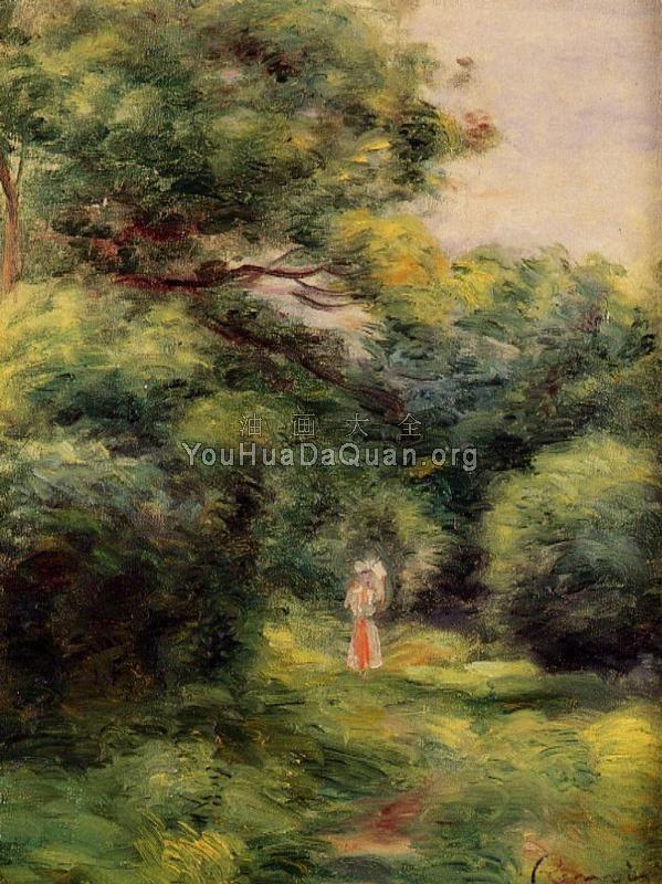 Lane in the Woods, Woman with a Child in Her Arms - 皮埃尔·奥古斯特·雷诺阿